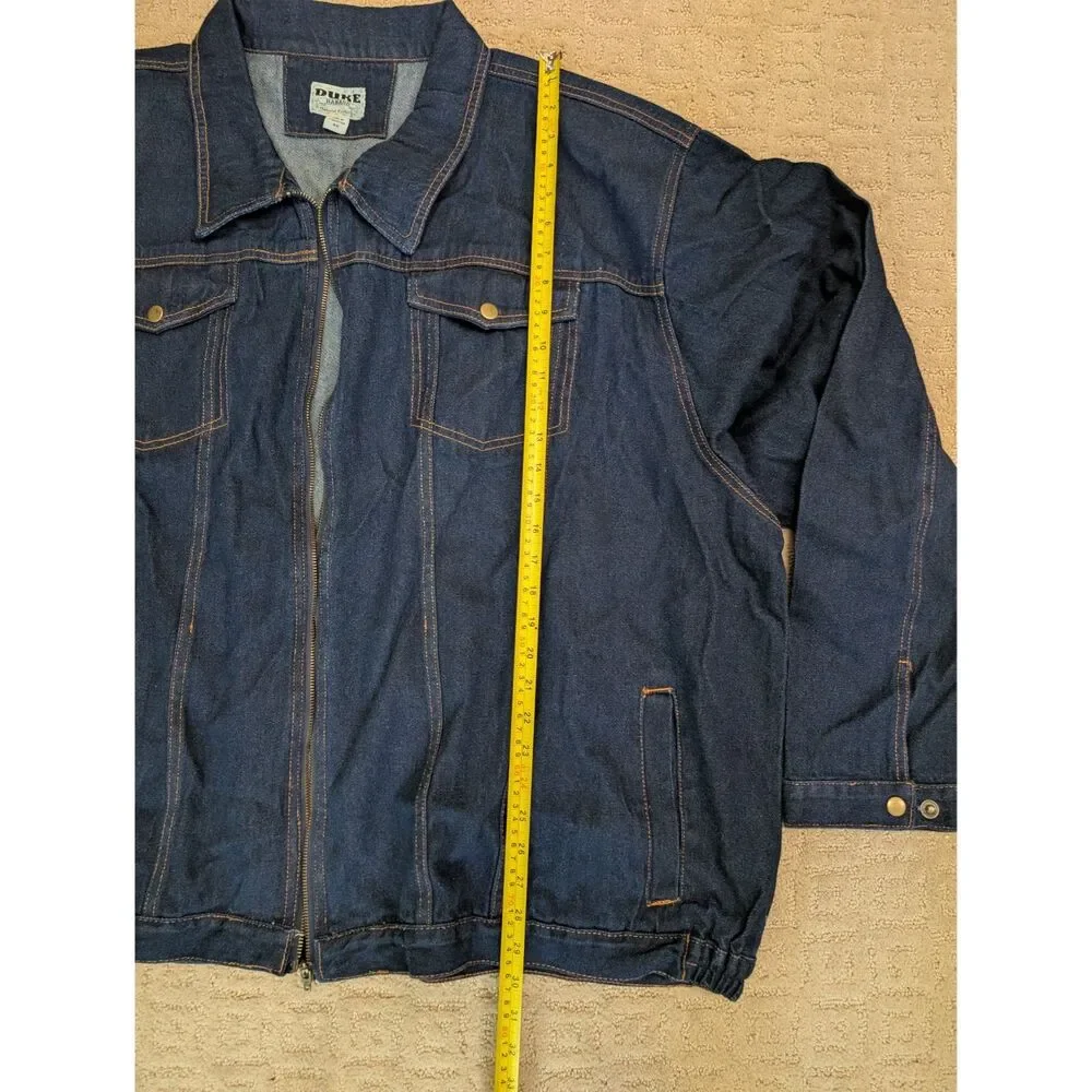 Duke Habrand Denim Jacket Mens Size 4X 4XL Blue Full Zip Orange Thread